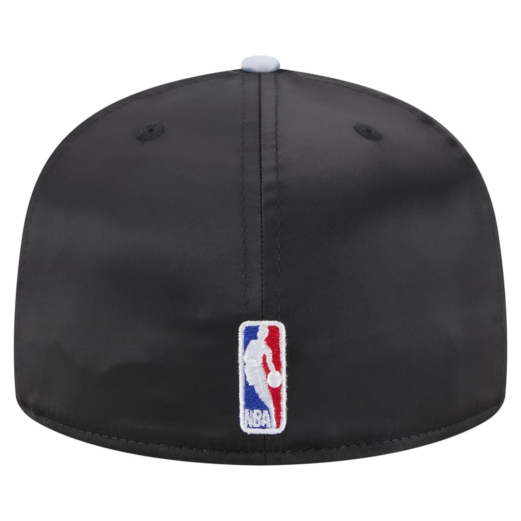  Brooklyn Nets New Era Throwback Satin Vintage Pin Two-Tone 59FIFTY Fitted Hat - Black/Gray